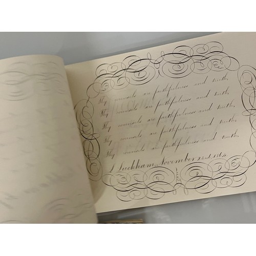 300 - Ephemera, calligraphy, a collection of mid C19th handwriting exercises from Oak House School Axminst... 