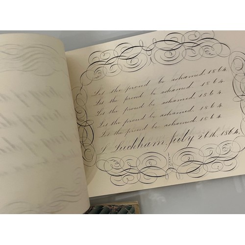 300 - Ephemera, calligraphy, a collection of mid C19th handwriting exercises from Oak House School Axminst... 