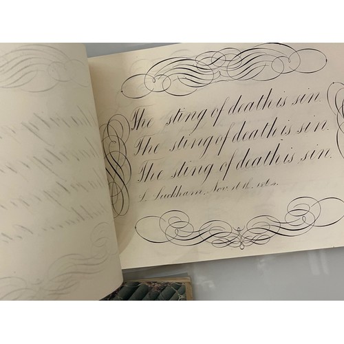 300 - Ephemera, calligraphy, a collection of mid C19th handwriting exercises from Oak House School Axminst... 