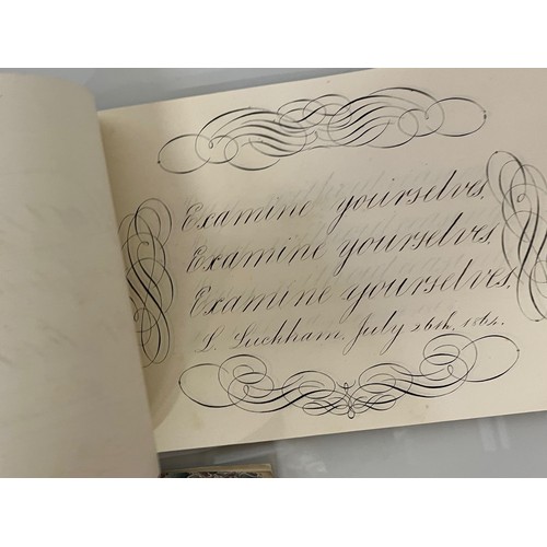 300 - Ephemera, calligraphy, a collection of mid C19th handwriting exercises from Oak House School Axminst... 