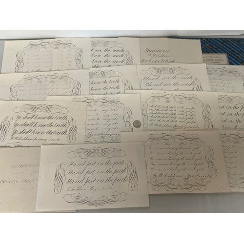 300 - Ephemera, calligraphy, a collection of mid C19th handwriting exercises from Oak House School Axminst... 