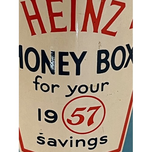 302 - Kitsch collectable a Heinz “1957 savings” tinplate promotional money box.

This lot is available for... 