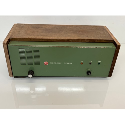 246 - Hi Fi, Radio Ham equipment, a wooden cased PYE branded radio telephone controller. 41 cm x 18 cm x 1... 