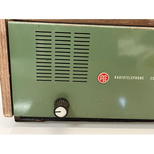 246 - Hi Fi, Radio Ham equipment, a wooden cased PYE branded radio telephone controller. 41 cm x 18 cm x 1... 