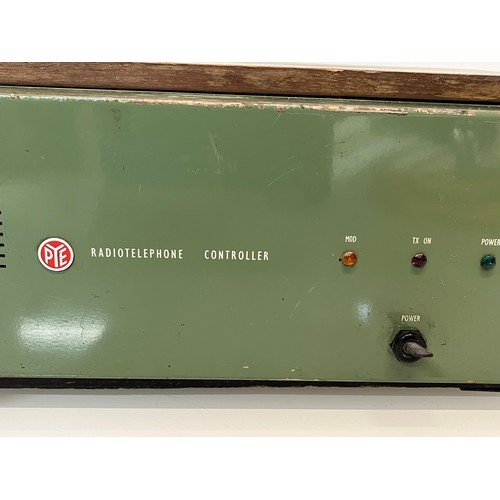 246 - Hi Fi, Radio Ham equipment, a wooden cased PYE branded radio telephone controller. 41 cm x 18 cm x 1... 