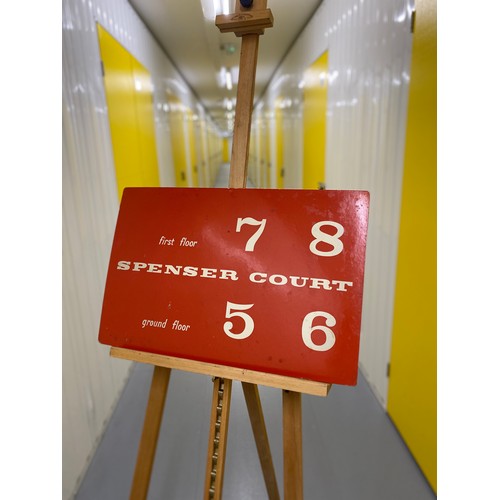 251 - Architectural interest, modernist caligraphy. A pair of Hand painted signwritten architectural signs... 