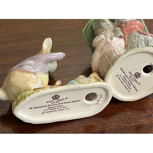 294 - Royal Albert Beatrix Potter Bunnykins, a figurine of Goody and Timmy Tiptoes and Benjamin Bunny and ... 