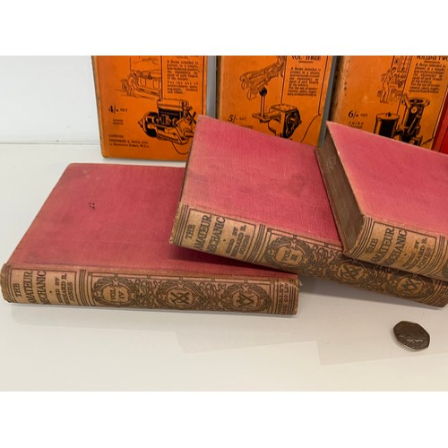 311 - Automobilia, motoring ephemera, three volumes of The Amateur Mechanic and four volumes on the mainte... 