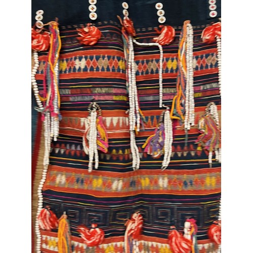 312 - Asian tribal art, an unusual antique jacket from a Hill tribe in Thailand, woven woollen body with d... 