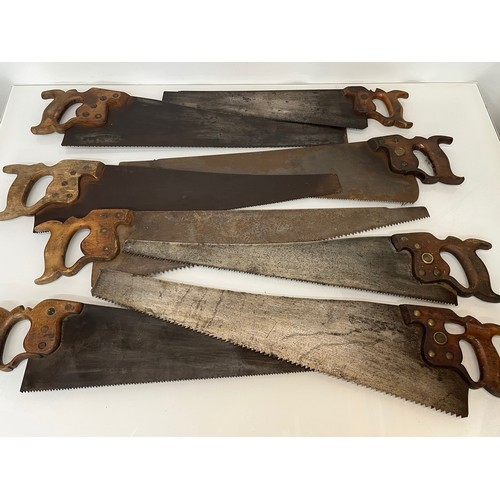 183 - A collection of eight woodworking saws, from a large collection of wood working and other tools.    ... 