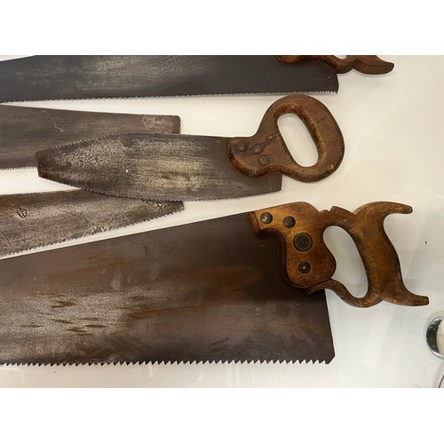 184 - A collection of eight woodworking saws, from a large collection of wood working and other tools.    ... 