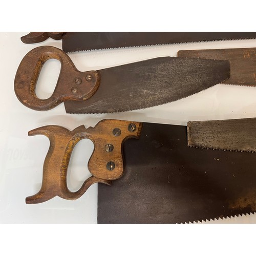 184 - A collection of eight woodworking saws, from a large collection of wood working and other tools.    ... 