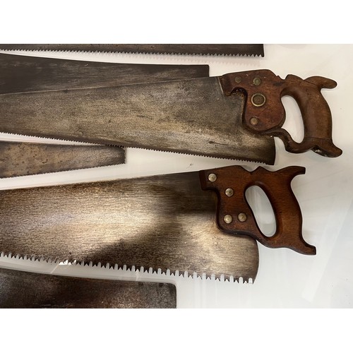 186 - A collection of eight woodworking saws, from a large collection of wood working and other tools.    ... 