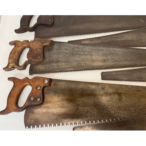 186 - A collection of eight woodworking saws, from a large collection of wood working and other tools.    ... 