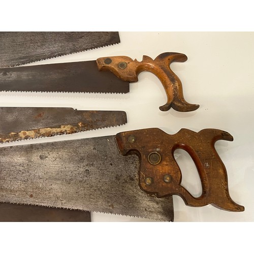 187 - A collection of eight woodworking saws, from a large collection of wood working and other tools.    ... 