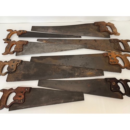 187 - A collection of eight woodworking saws, from a large collection of wood working and other tools.    ... 