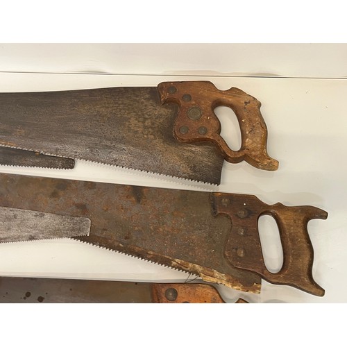 187 - A collection of eight woodworking saws, from a large collection of wood working and other tools.    ... 