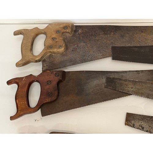 188 - A collection of eight woodworking saws, from a large collection of wood working and other tools.    ... 