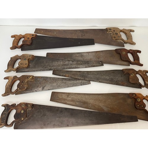 188 - A collection of eight woodworking saws, from a large collection of wood working and other tools.    ... 