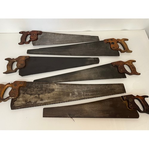 189 - A collection of eight woodworking saws, from a large collection of wood working and other tools.    ... 