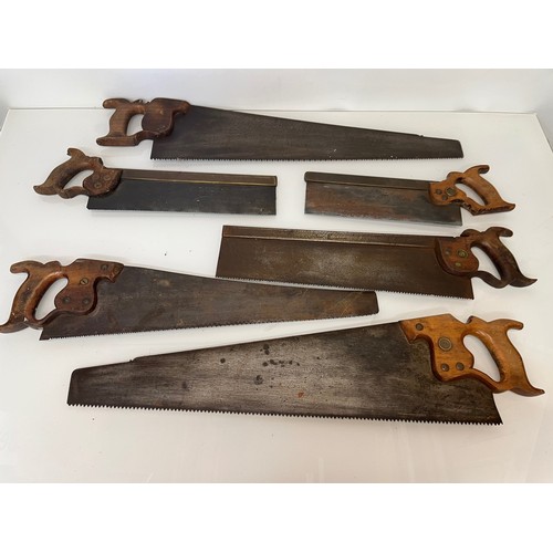 190 - A collection of six woodworking saws, from a large collection of wood working and other tools.    9
... 