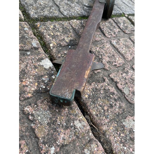 194 - Railwayana, an early C20th mahogany and brass track gauge, from a large collection of wood working a... 