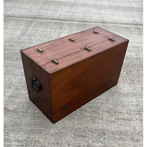 198 - Tools, vintage carpenters tools and engineering tools. A wooden tool chest, 78 cm x 35 cm x 46 cm hi... 