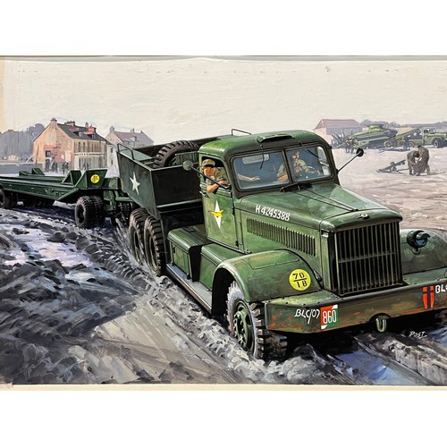 123 - Airfix and Matchbox model kit collectiors, original packaging artwork, American M19 Tank Transporter... 