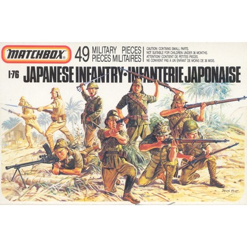 126 - Matchbox model kit original artwork, painting WWII Japanese Infantry soldiers box cover artwork show... 