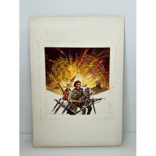 130 - Military painting, original book cover artwork Falklands War SAS Parachute Regt stories, from the Ad... 