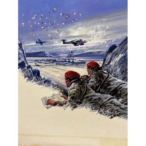 131 - Military painting, original book cover artwork Falklands War SAS Parachute Regt stories, from the Ad... 