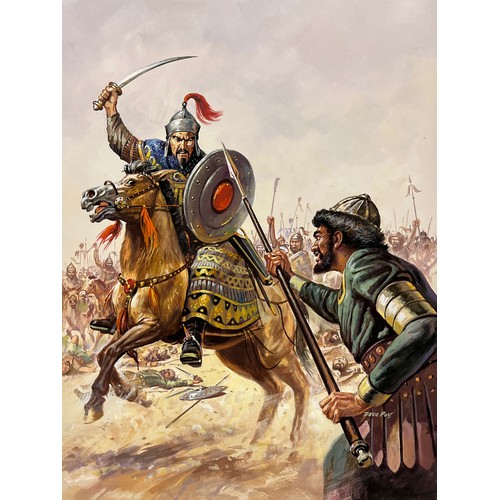 133 - Original book cover artwork Gengis Khan, from the History Maker series. Board size 54 cm x 39 cm.

T... 