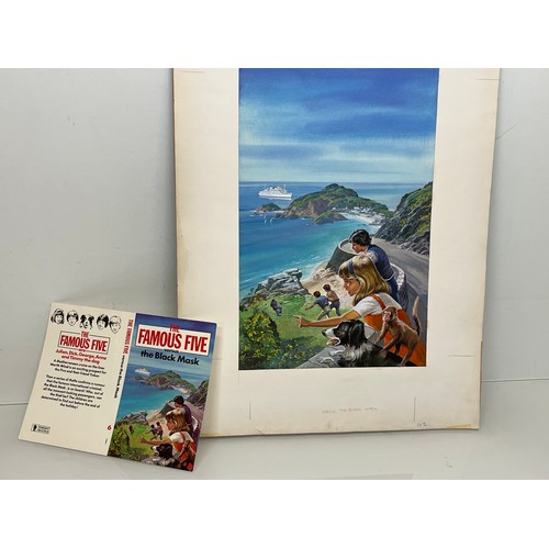 142 - Enid Blyton, The Famous Five, an original book cover painting for The Famous Five verses the Black M... 