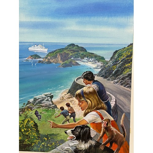 142 - Enid Blyton, The Famous Five, an original book cover painting for The Famous Five verses the Black M... 