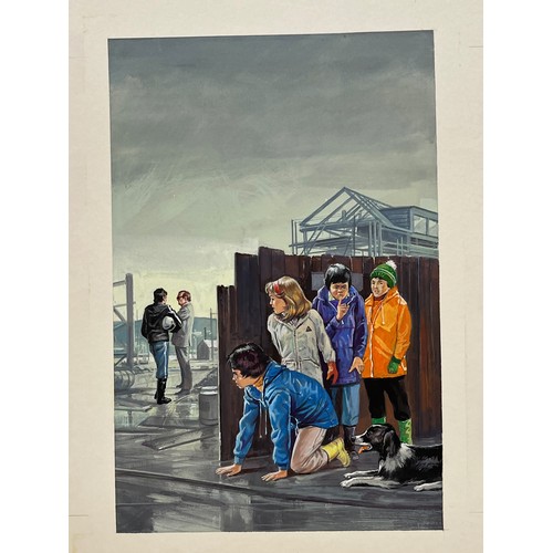 143 - Enid Blyton, The Famous Five, an original book cover painting for The Famous Five in the Blue Bear M... 