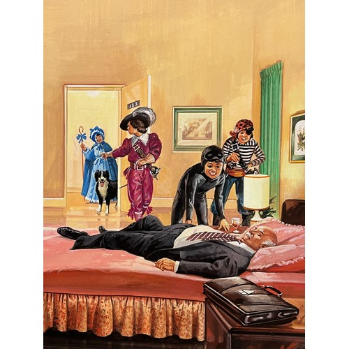 144 - Enid Blyton, The Famous Five, an original book cover painting for The Famous Five in Fancy Dress. Bo... 