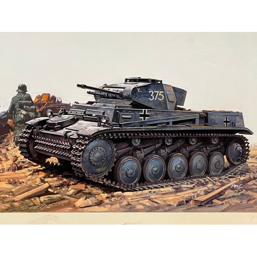 158 - Military Art, original packaging,Matchbox model kit original artwork, German Panzer Tank, a painting... 