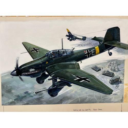 161 - Aircraft painting, Matchbox model kit original artwork, German JU 87 Stuka, a painting of a WWII Ger... 