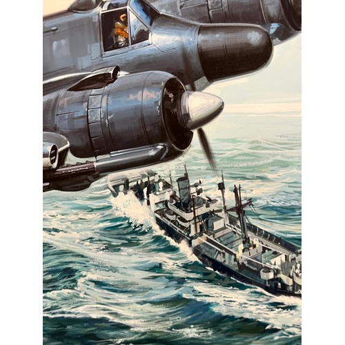 164 - WWII aircraft, british, Matchbox model kit original artwork by Eric Wardel, Royal Air Force, fighter... 