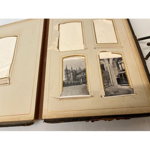 316 - A large early C20th photograph album with pages decorated with botanical illustrations throughout.

... 