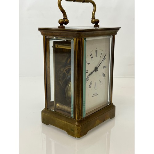 318 - C20th carriage clock, by the Royal Clockmaker, Dyson of Windsor, working.

This lot is available for... 