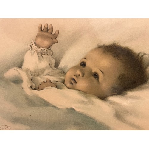 236 - A print of the study of a baby, “Awakening” by American Artist Bessie Pease Gutmann. 22 inches x 15 ... 