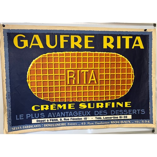 344 - A large Art Deco advertising poster for Rita products, from a french billboard,  119cm x 80.5 cm.

T... 