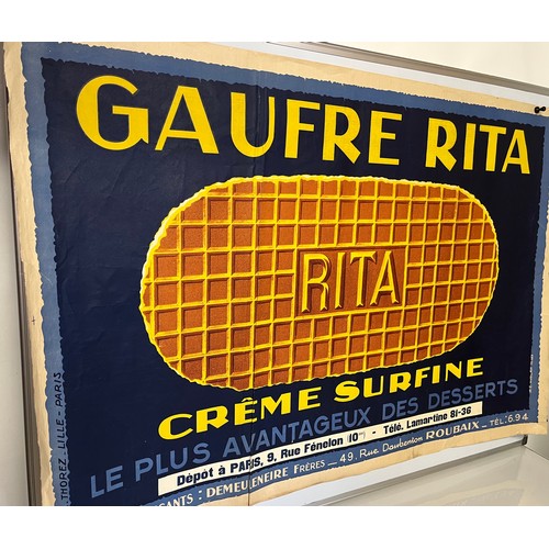 344 - A large Art Deco advertising poster for Rita products, from a french billboard,  119cm x 80.5 cm.

T... 