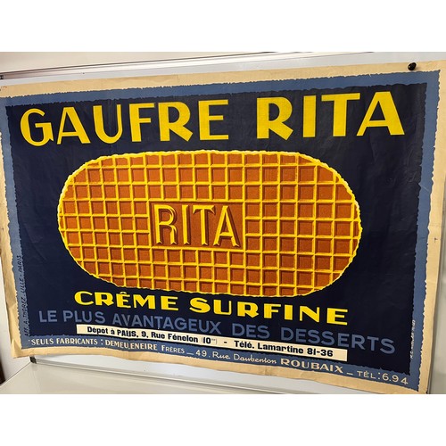 344 - A large Art Deco advertising poster for Rita products, from a french billboard,  119cm x 80.5 cm.

T... 