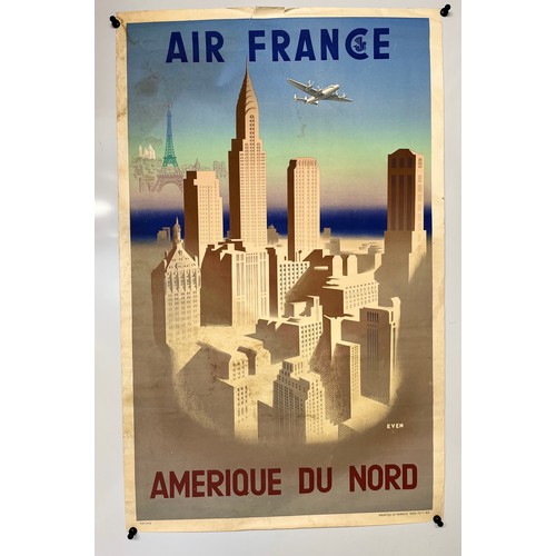 345 - Mid Century Air France poster advertising services to North America. 100 cm x 62 cm.

This lot is av... 