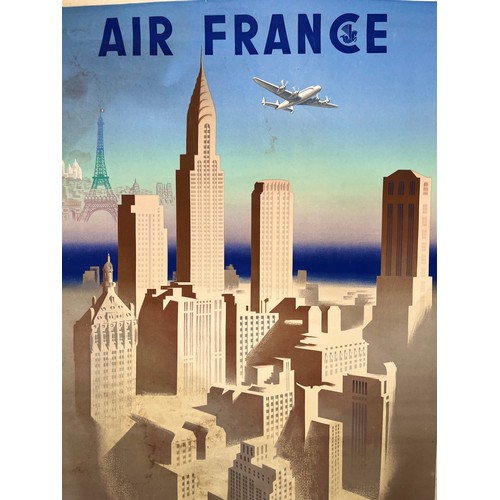 345 - Mid Century Air France poster advertising services to North America. 100 cm x 62 cm.

This lot is av... 