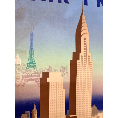 345 - Mid Century Air France poster advertising services to North America. 100 cm x 62 cm.

This lot is av... 