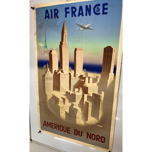 345 - Mid Century Air France poster advertising services to North America. 100 cm x 62 cm.

This lot is av... 