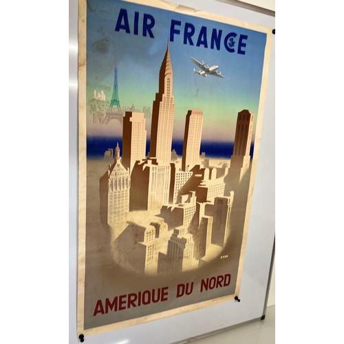 345 - Mid Century Air France poster advertising services to North America. 100 cm x 62 cm.

This lot is av... 